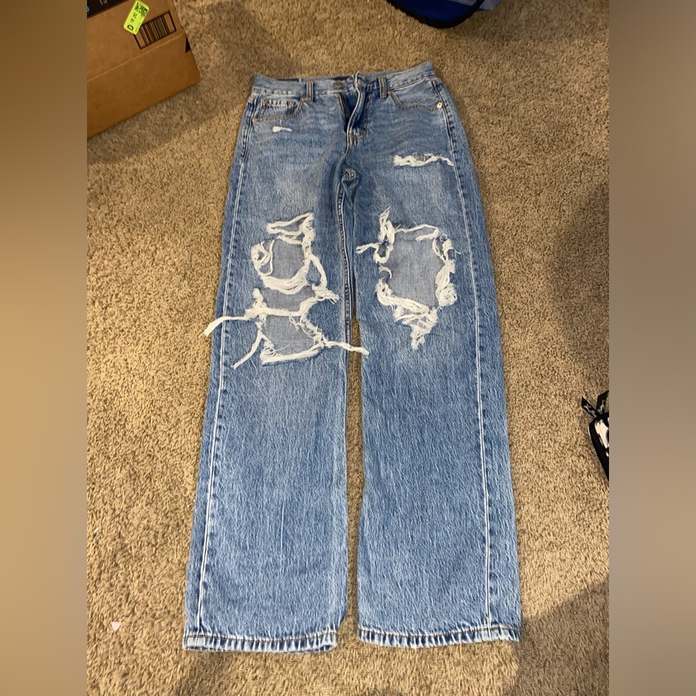 Aeropostale Light Blue Distressed high-rise baggie size 0 - Picture 1 of 3